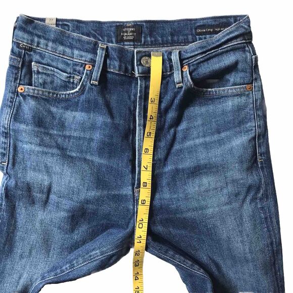 Citizens Of Humanity Olivia Crop 27 Blue Denim Jeans High Rise Slim Button Fly - Picture 9 of 14